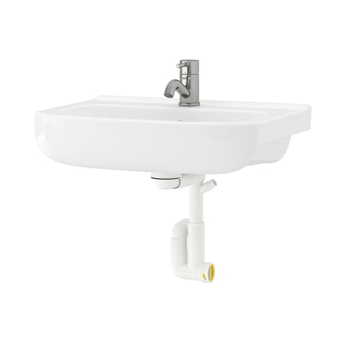 BJÖRKÅN Lavabo avec siphon/mélangeur, blanc, 54x40 cm