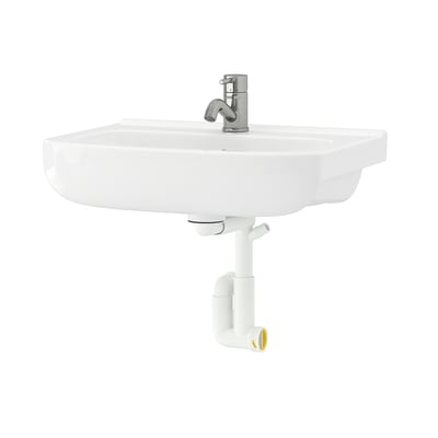 BJÖRKÅN Lavabo avec siphon/mélangeur, blanc, 54x40 cm
