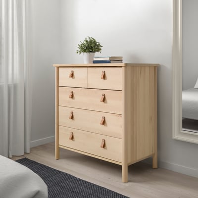 BJÖRKSNÄS Commode 5 tiroirs, bouleau, 90x47x90 cm