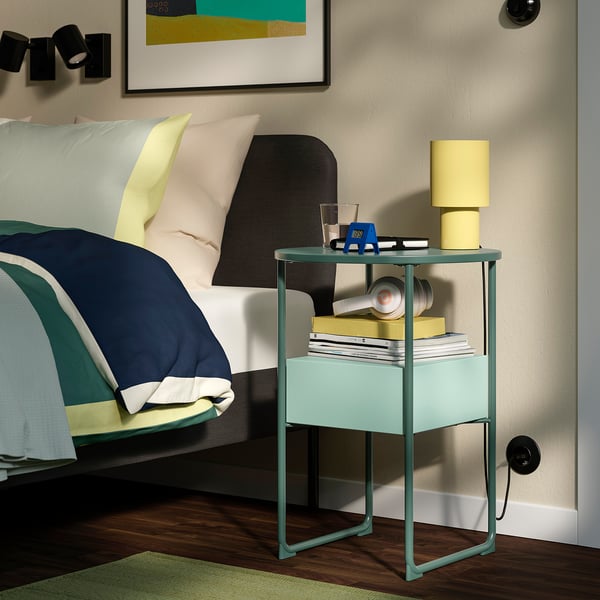 BLANKHÄLLAN Table de chevet, vert/turquoise