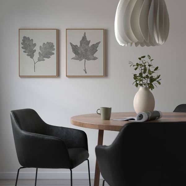 BLODFLÄDER Tableau, feuilles noires, 40x50 cm