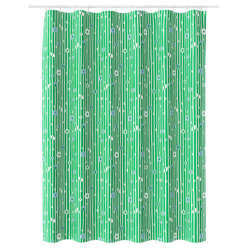 BOLLBUDDLEJA Rideau de douche, vert/motif floral, 180x200 cm