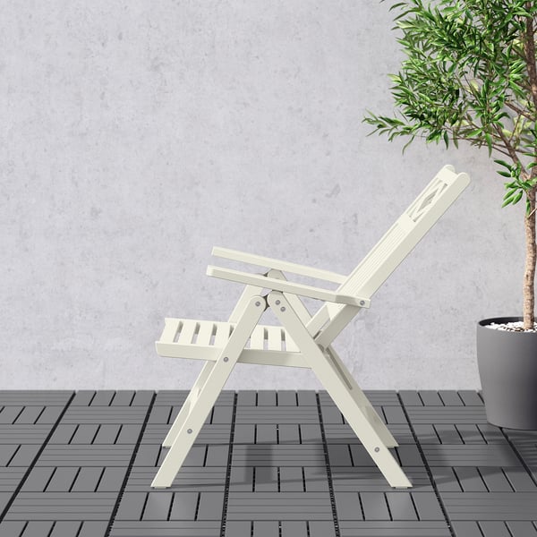BONDHOLMEN Chaise dossier réglable, extérieur, blanc/beige