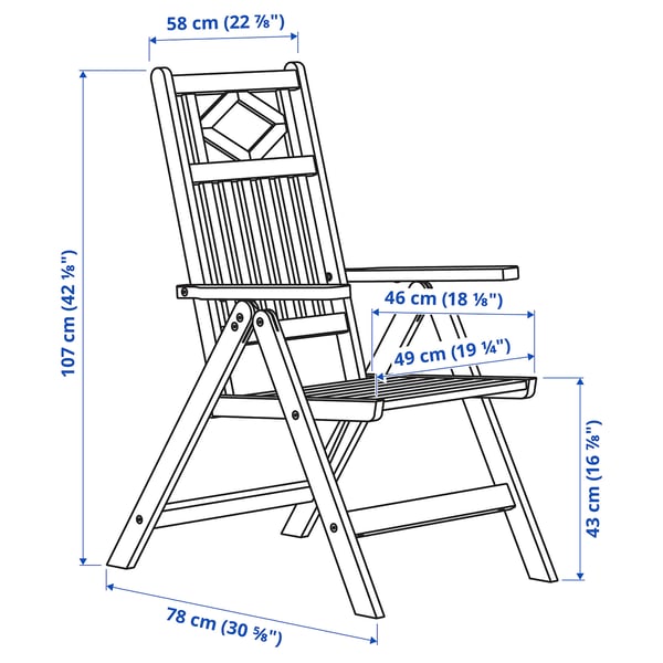 BONDHOLMEN Table+6 chaises dossier réglable,ex, blanc/beige