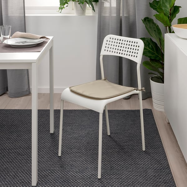 BRÄMÖN Carreau de chaise, gris-beige intérieur/extérieur, 34x34x1.0 cm