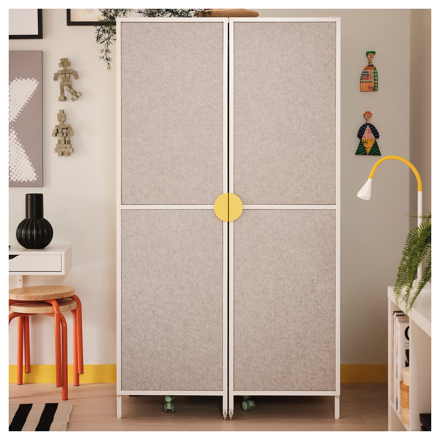BRÄNNBOLL Bureau+séparateurs, gris clair/blanc, 100x72x180 cm