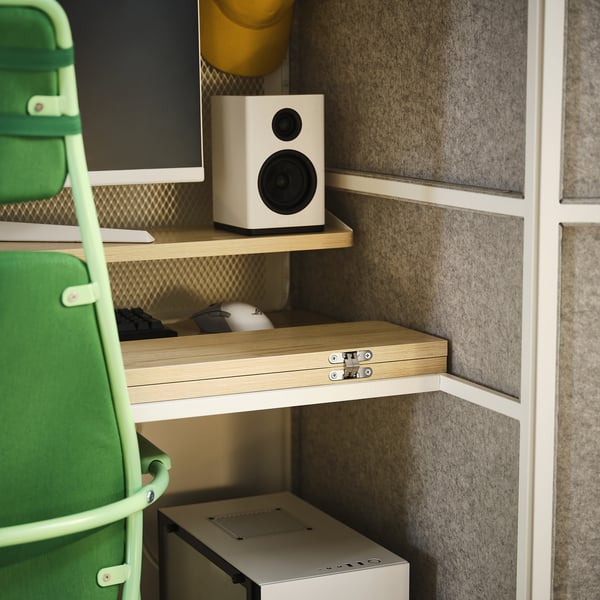 BRÄNNBOLL Bureau+séparateurs, gris clair/blanc, 100x72x180 cm