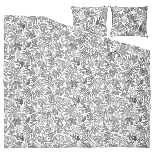 BROKDRACENA Housse de couette et 2 taies, blanc/noir, 240x220/50x60 cm