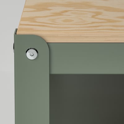 BROR Desserte, gris vert/contreplaqué de pin, 85x55 cm