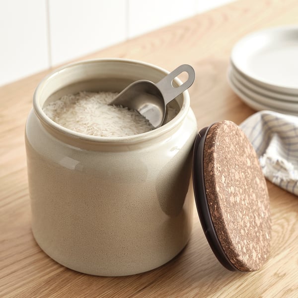 BRUGDHAJ Pot avec couvercle, beige, 3.8 l