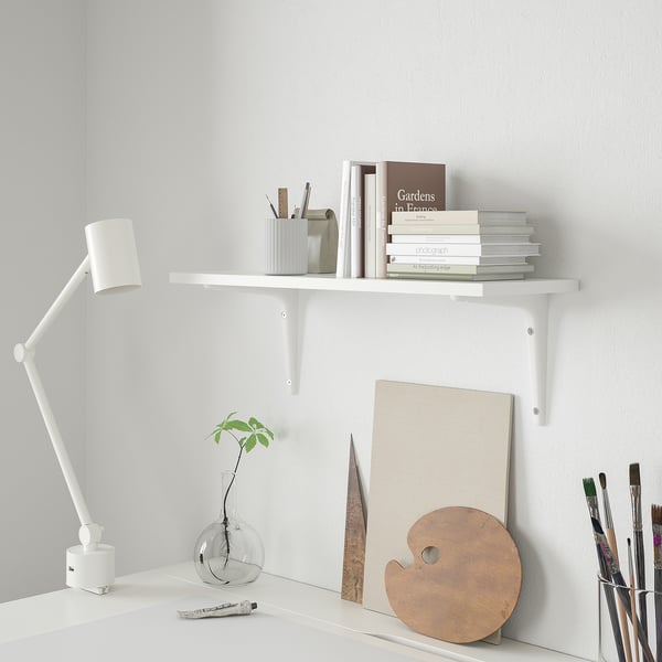 BURHULT / SIBBHULT Étagère murale, blanc/blanc, 59x20 cm