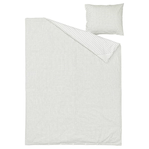 DOFTAKLEJA Housse de couette et 1 taie, blanc/anthracite, 150x200/50x60 cm