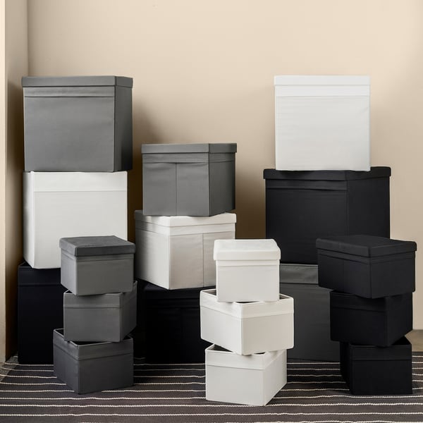 DRÖNA Boîte couvercle, blanc, 26x36x25 cm