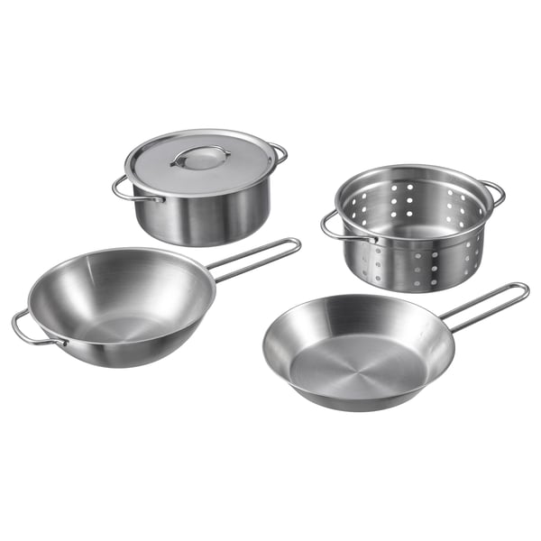 DUKTIG Ustensiles cuisson enfant, 5 pièces, couleur acier inox