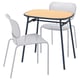 DUVSKÄR / DUVSKÄR Table et 2 chaises, extérieur bleu noir/gris, 76 cm