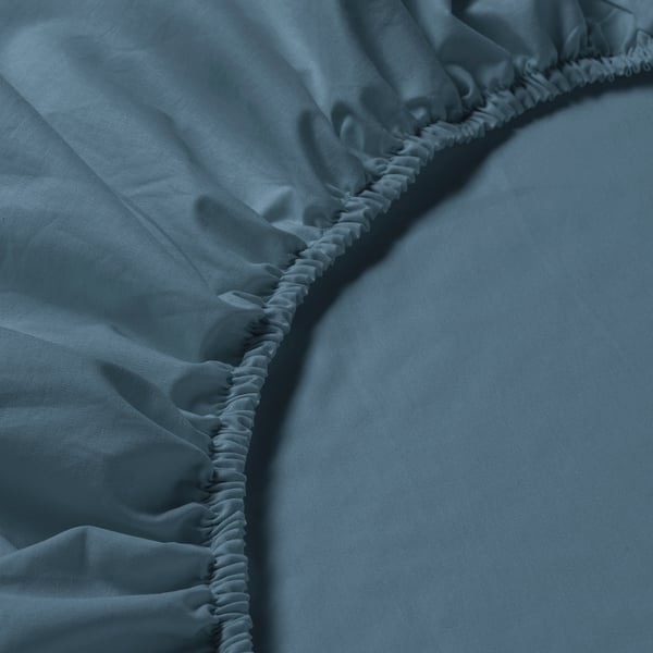 DVALA Drap housse, bleu, 140x200 cm