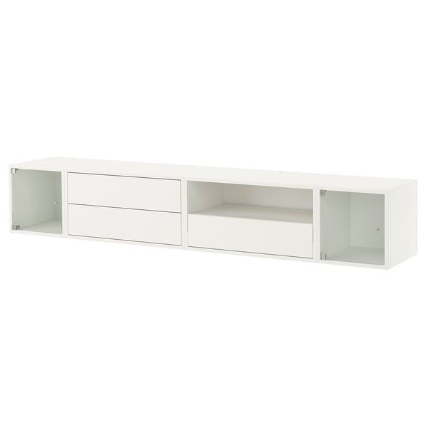 EKET Combinaison de rangement murale, blanc/verre transparent, 210x35x35 cm