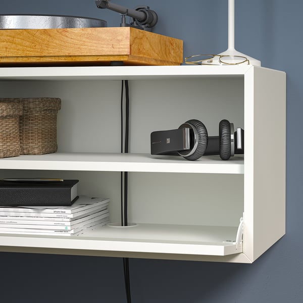 EKET Combinaison de rangement murale, blanc/verre transparent, 210x35x35 cm