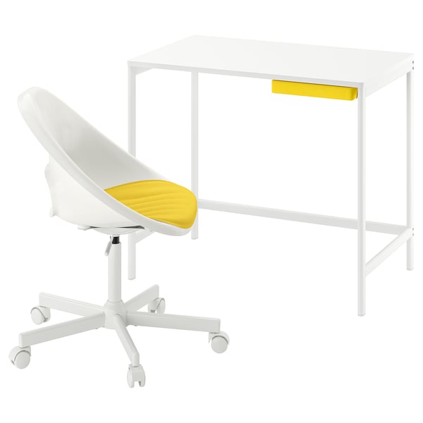 ENKROKEN / LOBERGET Bureau et chaise, blanc/jaune