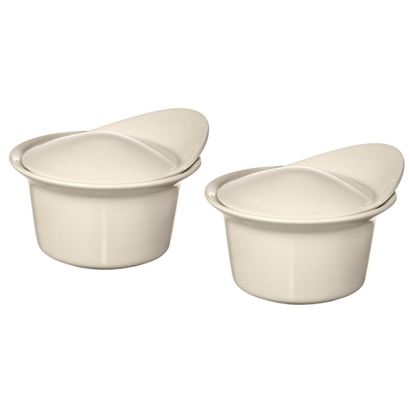FÄRGKLAR Plat service/four couvercle, brillant beige, 0.2 l