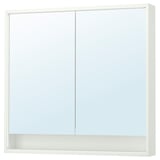 FAXÄLVEN Meuble à miroir éclairage intégré, blanc, 100x15x95 cm