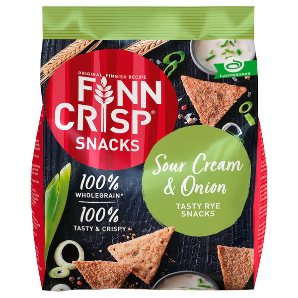 FINN CRISP Snack au blé complet, seigle saveur crème/oignon, 150 g