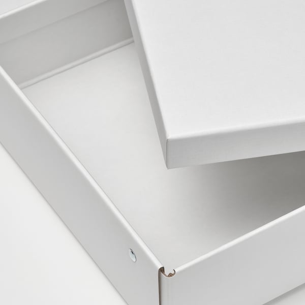 FJÄDERHARV Boîte de rangement avec couvercle, blanc, 25x35x8 cm