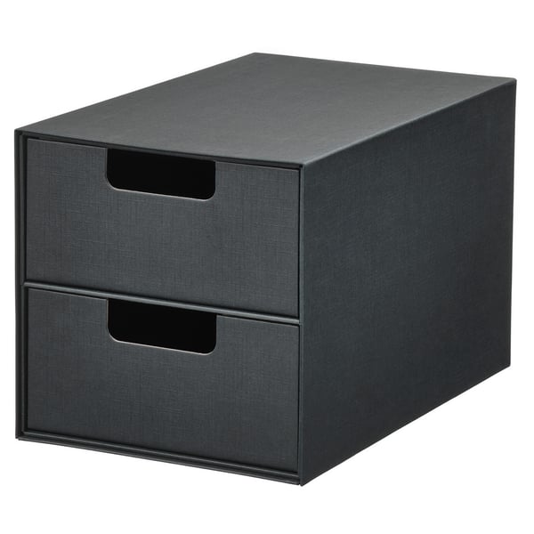 FJÄDERHARV Mini-commode 2 tiroirs, anthracite, 16x25 cm