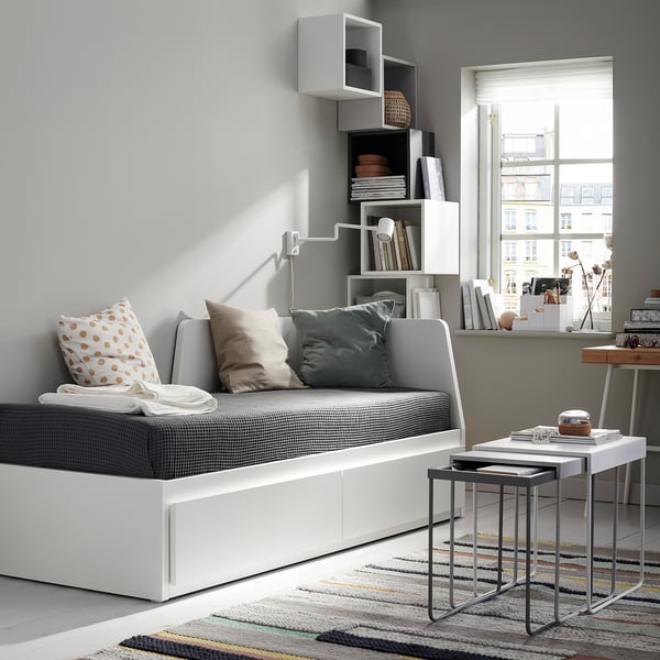 FLEKKE Lit banquette 2 places (structure), blanc, 80x200 cm
