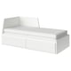 FLEKKE Lit banquette 2p (struct + matelas), blanc/Åfjäll ferme, 80x200 cm