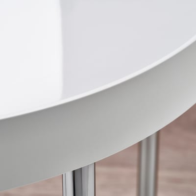 FRÖTORP Table d'appoint, blanc chromé/blanc verre, 48 cm