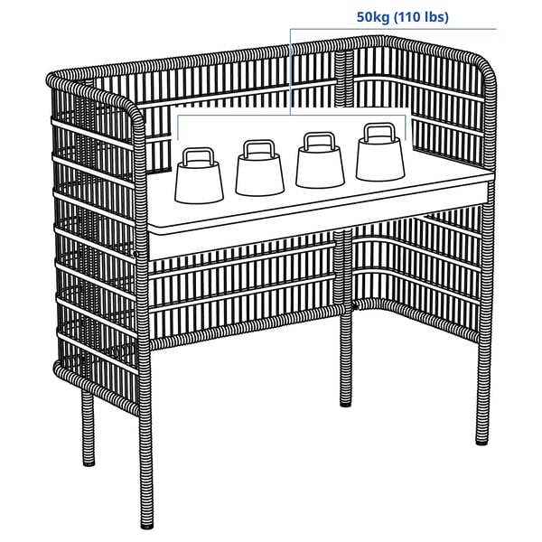 FRYKSÅS Bureau, rotin, 110x54 cm