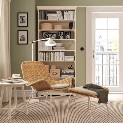 FRYKSÅS Fauteuil avec repose-pieds, rotin/Risane naturel
