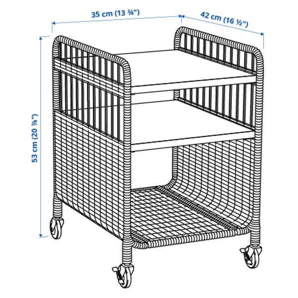 FRYKSÅS Rangement mobile, rotin, 37x53 cm