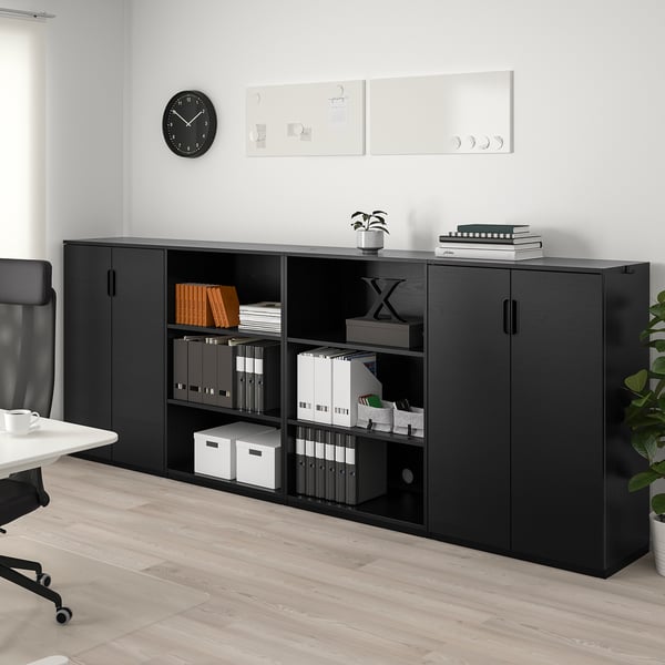 GALANT Combinaison de rangement, plaqué frêne teinté noir, 320x120 cm