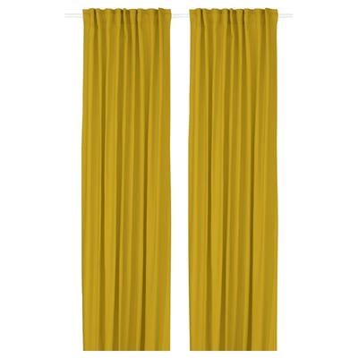 GINSTMOTT Rideaux, 2 pièces, jaune/ruflette, 145x300 cm
