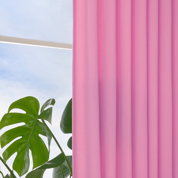 GINSTMOTT Rideaux, 2 pièces, rose/ruflette, 145x300 cm