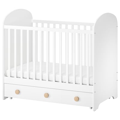 GONATT Lit bébé avec tiroir, blanc, 60x120 cm