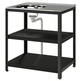 GRILLSKÄR Élément pour évier, noir/acier inoxydable extérieur, 86x61 cm