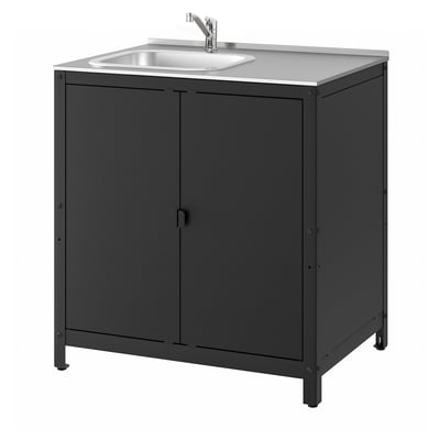 GRILLSKÄR Meuble évier/élément, extérieur, acier inoxydable, 86x61 cm