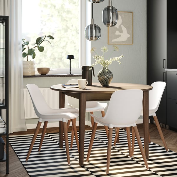 GRÖNSTA Chaise, intérieur/extérieur blanc/brun clair/bois
