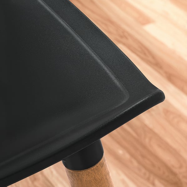 GRÖNSTA Chaise, intérieur/extérieur noir/brun clair/bois
