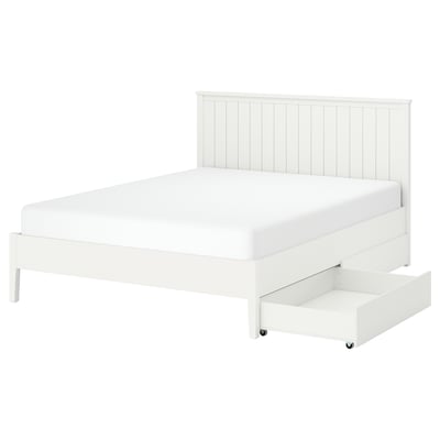 GULLABERG Cadre de lit+2boîtes de rangement, blanc/Luröy, 160x200 cm