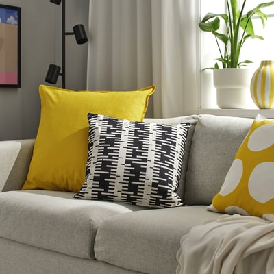 GURLI Housse de coussin, jaune, 65x65 cm