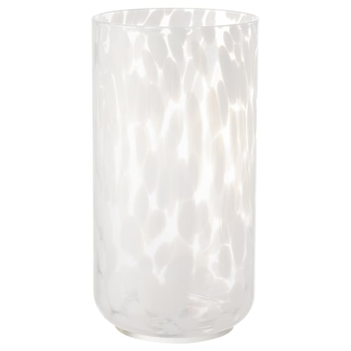 HÄCKOXEL Vase, à pois blanc, 20 cm
