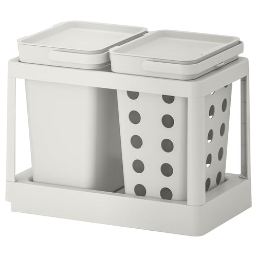 HÅLLBAR Solution tri des déchets, coulissant ventilé/gris clair, 20 l