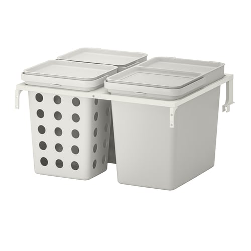 HÅLLBAR Solution tri des déchets, pour tiroir de cuisine METOD ventilé/gris clair, 42 l