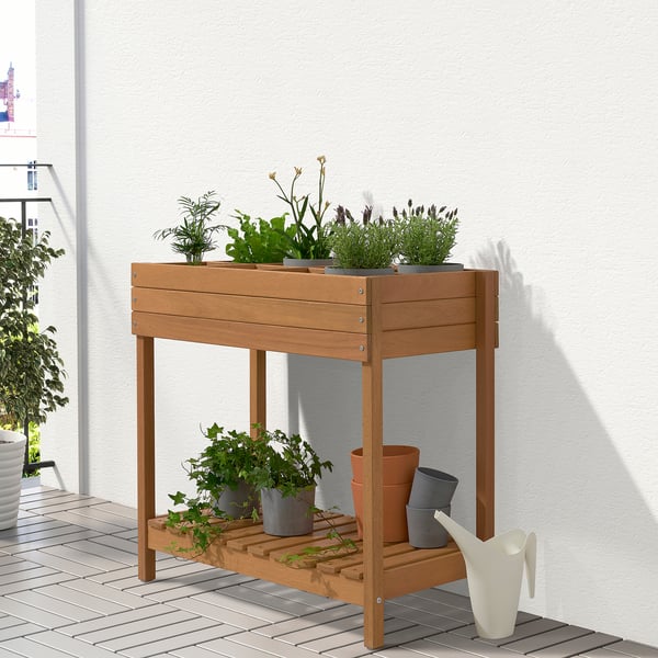 HATTHOLMEN Piédestal, teinté eucalyptus/extérieur