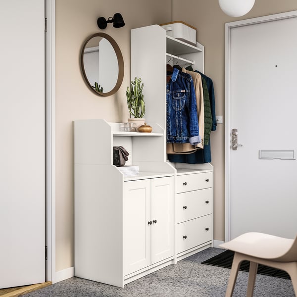 HAUGA Combinaison de rangement, blanc, 139x46x199 cm