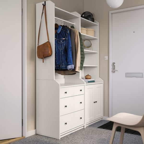 HAUGA Combinaison de rangement, blanc, 139x46x199 cm